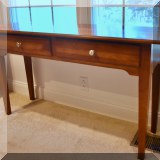 F20. Thomasville Furniture console table. 28”h x 52”w x 16”d (water mark on surface) 